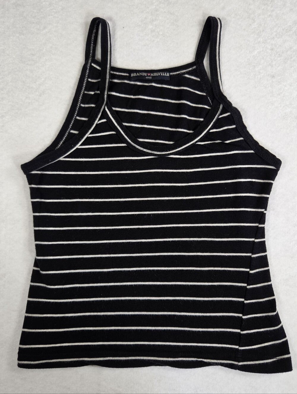 Brandy Melville Black & White Striped Ribbed Tank